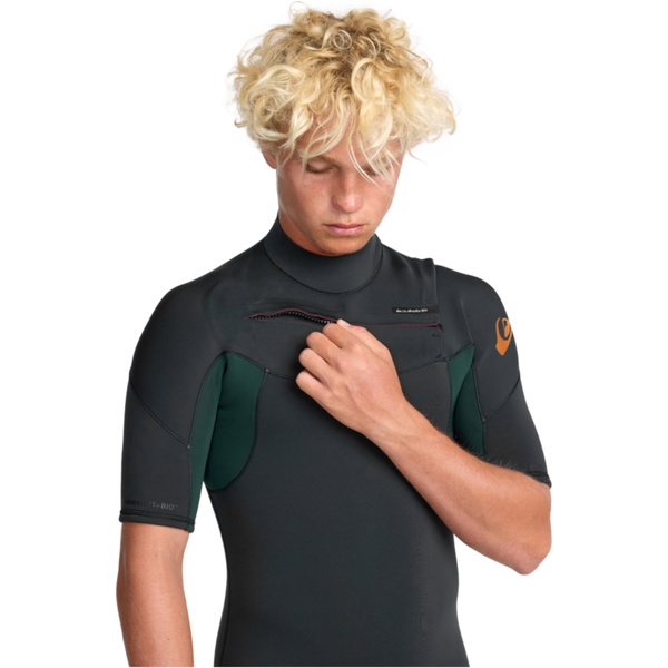 2026 Quiksilver Männer Everyday Sessions 2/2mm Brustreißverschluss Shorty Neoprenanzug 25AW253501 - Jade